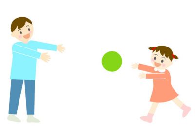 children playing with a ball flat illustration, vector